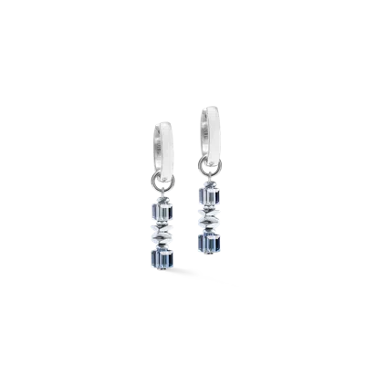 Coeur De Lion Creolen Wave Cube Flow Silber-blau