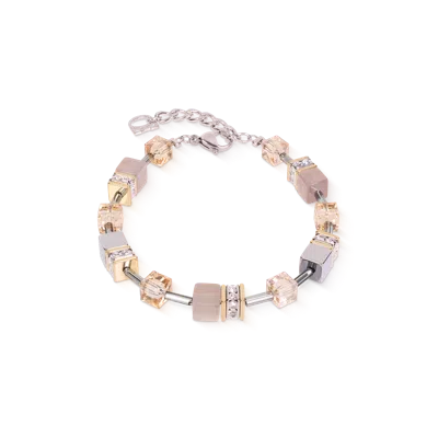 Coeur De Lion Geocube® Armband Achat & Hämatit Grau-gold In Multi