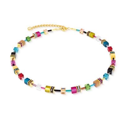 Coeur De Lion Geocube® Iconic Halskette Multicolor Joy Gold In Black