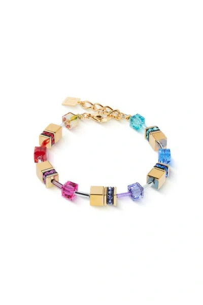 Coeur De Lion Geocube Iconic Metallic Rainbow Bracelet In Gold