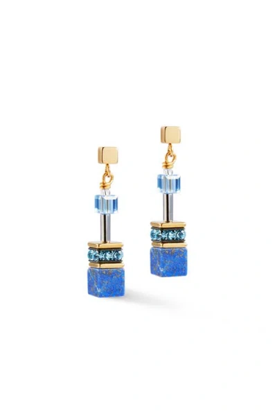 Coeur De Lion Geocube Iconic Precious Earrings In Blue