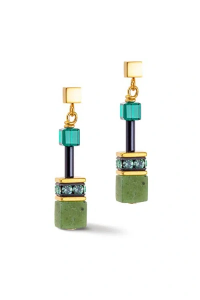 Coeur De Lion Geocube Iconic Precious Earrings In Green