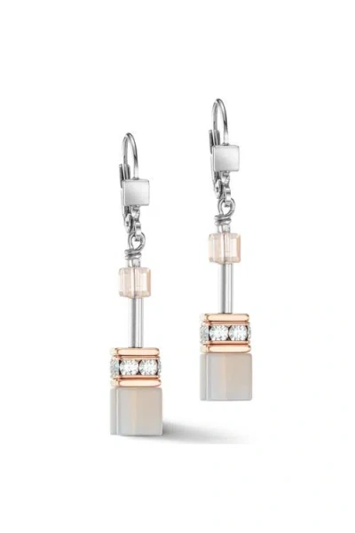 Coeur De Lion Geocube Iconic Precious Rose Gold Earrings In Metallic
