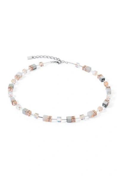 Coeur De Lion Geocube Iconic Precious Rose Gold Necklace In Metallic