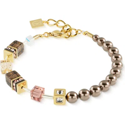 Coeur De Lion Geocube Precious Fusion Pearls Bracelet In Brown
