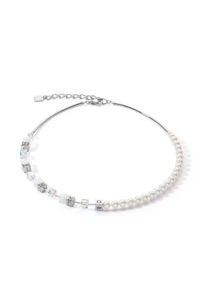 Coeur De Lion Geocube® Precious Fusion Pearls Necklace In White
