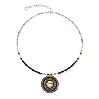 Coeur De Lion Halskette Amulett Modern Future Gold-schwarz