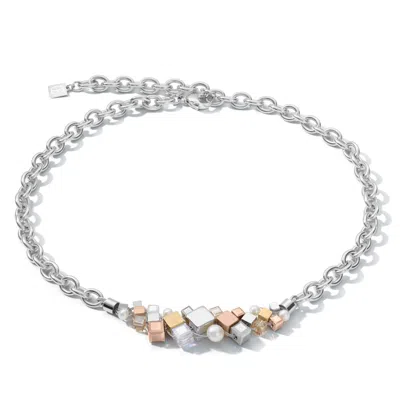 Coeur De Lion Halskette Geocube® Cluster Süsswasserperlen & Chunky Chain Tricolor