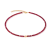 Coeur De Lion Halskette Hammered Cube Ruby Gold