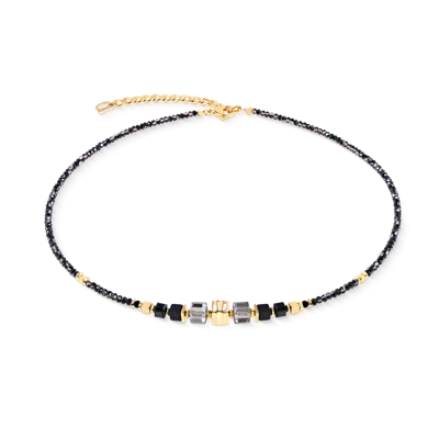 Coeur De Lion Halskette Wave Cube Flow Gold-schwarz