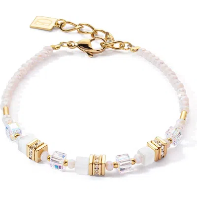 Coeur De Lion Mini Cubes Gold Bracelet In White