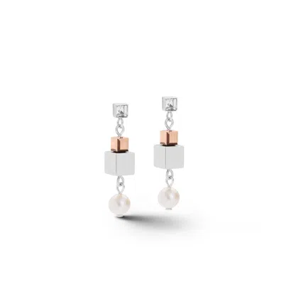 Coeur De Lion Ohrstecker Geocube® Cluster Süsswasserperlen & Chunky Chain Tricolor