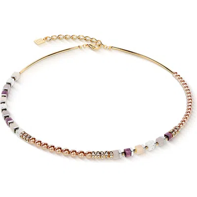 Coeur De Lion Precious Fusion Offset Necklace In Pink