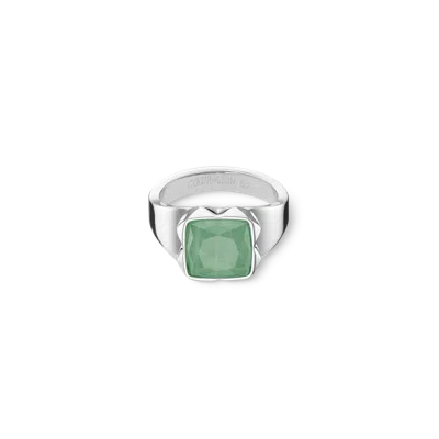 Coeur De Lion Ring Spikes Square Aventurin Silber-grün