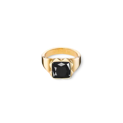 Coeur De Lion Ring Spikes Square Onyx Gold-schwarz In Transparent