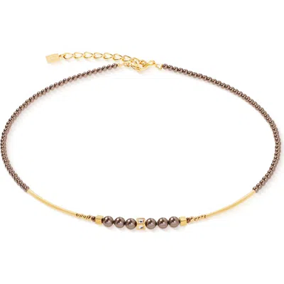 Coeur De Lion Halskette Shimmering Princess Pearls Gold-braun In Brown