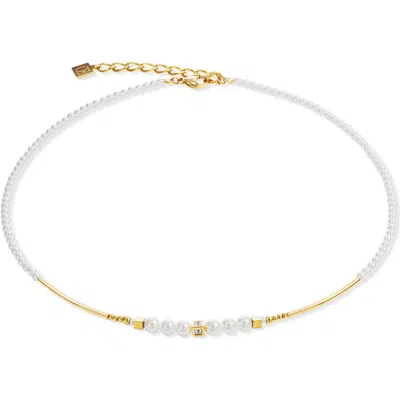 Coeur De Lion Shimmering Princess Pearls Gold Necklace In White