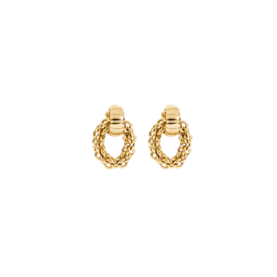 Coeur De Lion Structure Creolen Mit Chain-anhänger Gold
