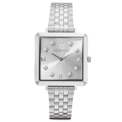 Coeur De Lion Uhr Iconic Square Elegant Monochrome Silver Edelstahl
