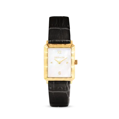 Coeur De Lion Uhr Iconic Waves Gold Leder Schwarz-weiss