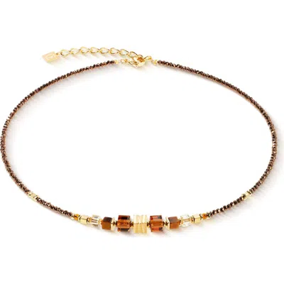 Coeur De Lion Wave Cube Flow Gold Necklace In Brown