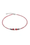 Coeur De Lion Wave Cube Flow Silver Necklace In Red