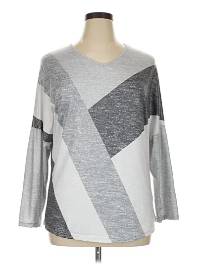 Pre-owned Coeur De Vague Long Sleeve Top Gray Crew Neck Tops