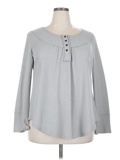 Pre-owned Coeur De Vague Long Sleeve Top Gray Keyhole Neckline Tops