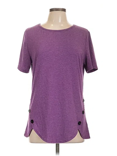 Pre-owned Coeur De Vague Short Sleeve Top Purple Keyhole Neckline Tops