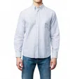 C.o.f. Studio Button Down American Oxford Shirt In Stripe Blue In Blue