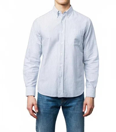C.o.f. Studio Button Down American Oxford Shirt In Stripe Blue