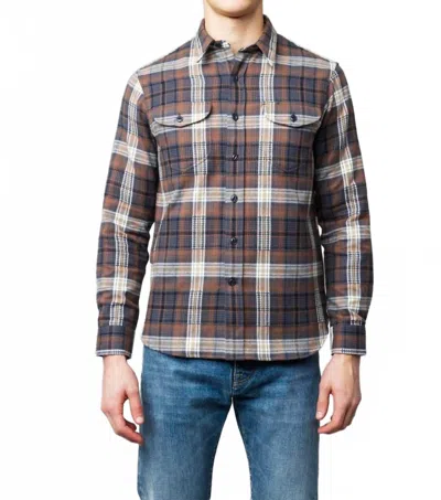 C.o.f. Studio Post Man Heavy Flannel Shirt In Check Light Brown In Multi