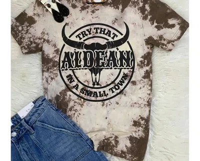 Coffee & Mascara Women's Try That In A Small Town Aldean Tee In Heather Brown