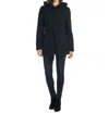 Coffeeshop Hooded Boucle Coat With Waist Tie In Black In Black