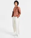 Coffeeshop Juniors' Asymmetric Faux-leather Moto Jacket In Cinnamon