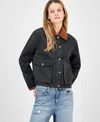 Coffeeshop Juniors' Corduroy-collar Barn Jacket In Black