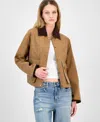Coffeeshop Juniors' Corduroy-collar Barn Jacket In Brown