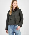 Coffeeshop Juniors' Corduroy-collar Barn Jacket In Green