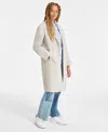 Coffeeshop Juniors' Long Single-breasted Walker Coat In Oatmeal