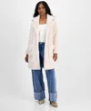 Coffeeshop Juniors' Notched-collar Faux-fur Walker Coat In Neutral
