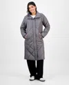 Coffeeshop Juniors' Shawl-collar Quilted Coat In Gray