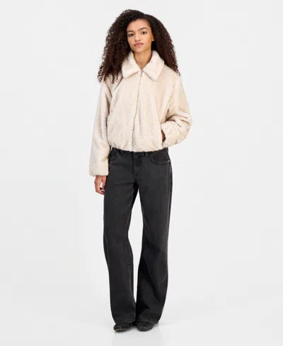 Coffeeshop Women's Faux-fur Chevron Jacket, Created For Macy's In Winter Bliss