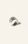 Cog Trio Ring / 925 Sterling Silver In Silver
