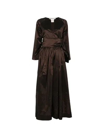 Co.go Andromeda Sequin-embellished Belted Maxi Dress In Brown