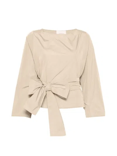Co.go Belted Boat-neck Top In Neutral