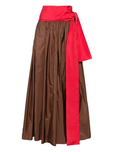 Co.go Belted Gathered Skirt In Brown