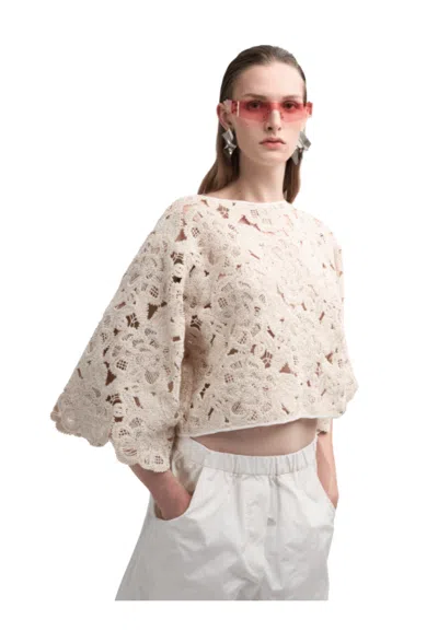 Co.go Blue Woman Cogo In Macrame In Animal Print