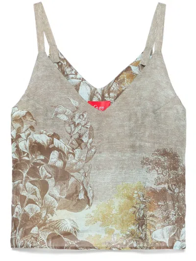 Co.go Botanical-print Top In Brown