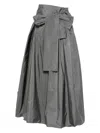 Co.go Bow-detail Pleated Skirt In Gray
