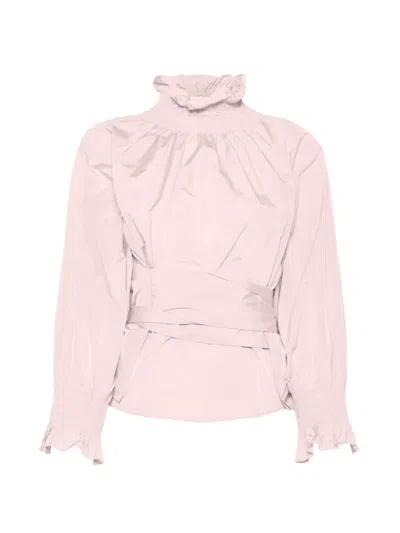 Co.go Bow-detail Ruffled Top In Pink